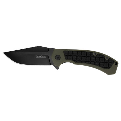 Kershaw 8760 Faultline Folding Knife Drop Point 3.00" Black-Oxide Coating 8Cr14MoV Plain Edge Blade, Olive & Black Handle