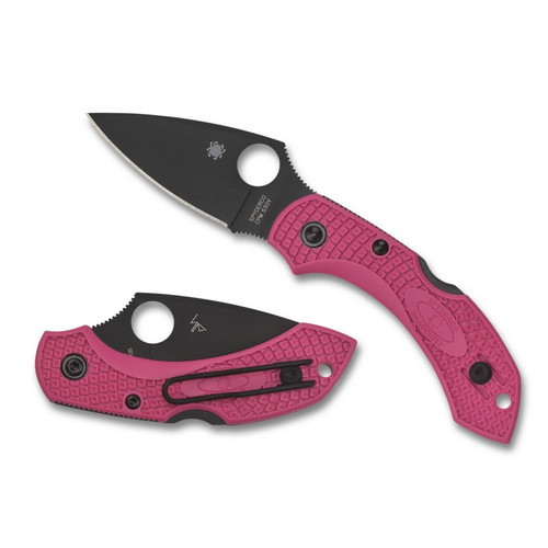 Spyderco C28FPPNS30VBK2 Dragonfly 2 Folding Knife 2.30" CRM-S30V Black Plain Edge Blade, Pink FRN Handle