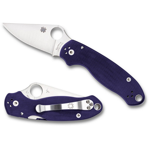 Spyderco C223GPDBL Para 3 Folding Knife 2.95" CPM-S110V Plain Edge Blade, Dark Blue G-10 Handle