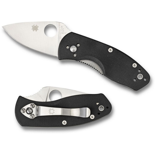 Spyderco C148GP Ambitious Folding Knife 2.25" 8Cr13MoV Plain Edge Blade, Black G-10 Handle