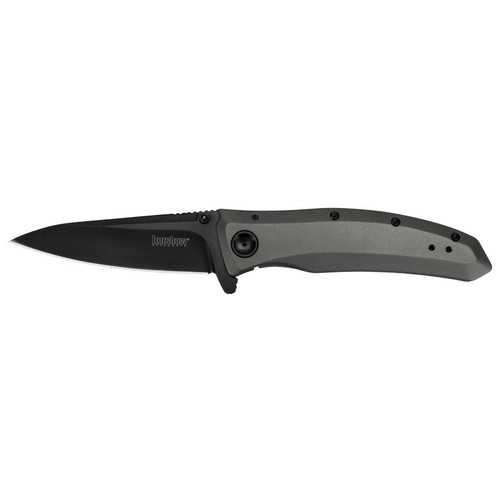 Kershaw 2200 Grid Folding Knife Assisted SpeedSafe Drop Point 3.70" Black-Oxide Coating 8Cr13MoV Plain Edge Blade, Gray Handle