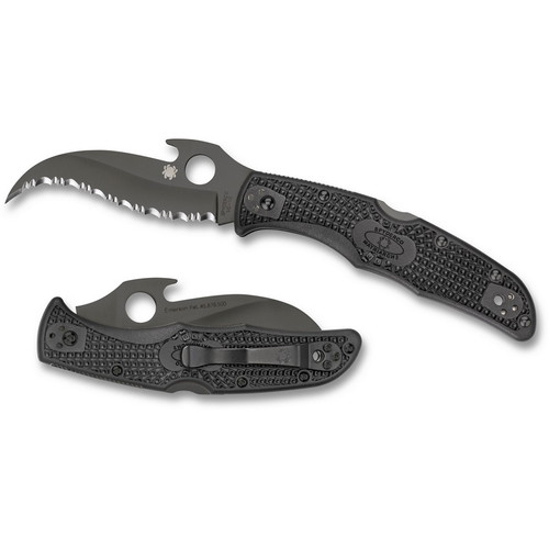 Spyderco C12SBBK2W Matriarch 2 Folding Knife Emerson Opener 3.57" VG-10 Black Serrated Edge Blade, Black FRN Handle Spyderco C12SBBK2W Matriarch 2 Folding Knife Emerson Opener 3.57" VG-10 Black Serrated Edge Blade, Black FRN Handle