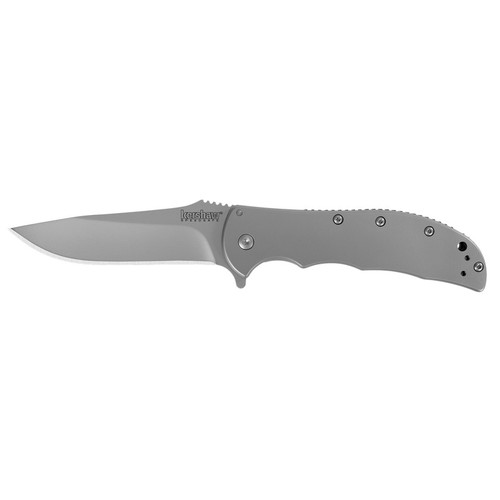 Kershaw 3655 Volt Stainless Folding Knife Assisted SpeedSafe Drop Point 3.50" 8Cr13MoV Plain Edge Blade, Stainless Steel Handle