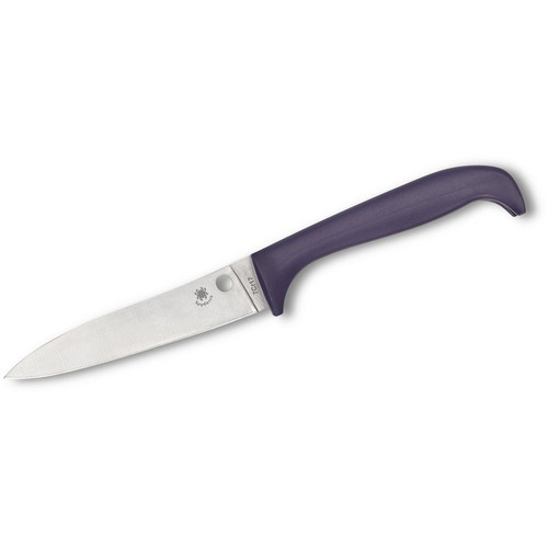 Spyderco K20PPR Counter Puppy Kitchen Knife 3.48" 7Cr17 Plain Edge Blade, PurplePlastic Handle