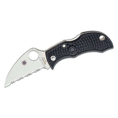 Spyderco MBKWS Manbug Lightweight Folding Knife 1.95" VG-10 Serrated Edge Blade, Black FRN Handle