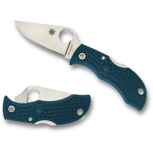Spyderco MFPK390 Manbug Lightweight Folding Knife 1.947" K390 Plain Edge Blade, Blue FRN Handle