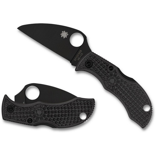 Spyderco MBKWPBK Manbug Lightweight Folding Knife Wharncliffe Black 1.91" VG-10 Plain Edge Blade, Black FRN Handle