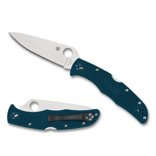 Spyderco C10FPK390 Endura 4 Folding Knife 3.80" K390 Plain Edge Blade, Blue FRN Handle