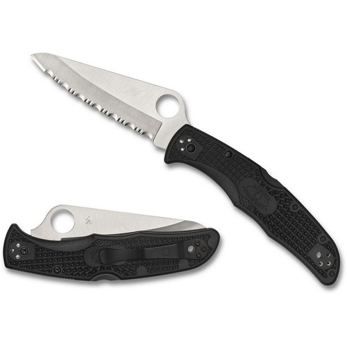 Spyderco C91SBK2 Pacific Salt 2 Folding Knife 3.78" H-1 Serrated Edge Blade, Black FRN Handle Spyderco C91SBK2 Pacific Salt 2 Folding Knife 3.78" H-1 Serrated Edge Blade, Black FRN Handle