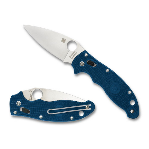 Spyderco C101PCBL2 Manix 2 Lightweight Folding Knife 3.37" CPM-SPY27 Plain Edge Blade, Cobalt Blue FRCP Handle