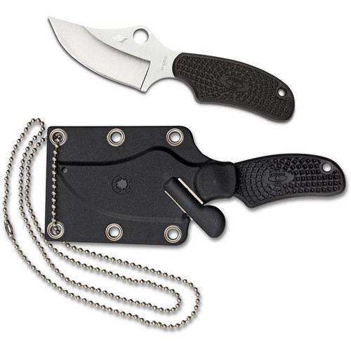 Spyderco FB35PBK Ark Fixed Knife 2.56" H-1 Plain Edge Blade, Black FRN Handle