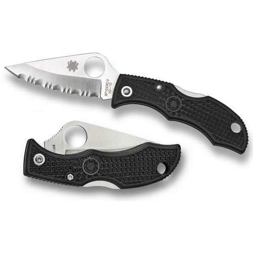 Spyderco LBKS3 Ladybug 3 Folding Knife 1.94" VG-10 Serrated Edge Blade, Black FRN Handle