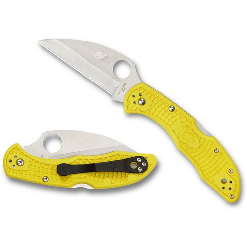Spyderco C88PWCYL2 Salt 2 Folding Knife Wharncliffe 2.90" H-1 Plain Edge Blade, Yellow FRN Handle