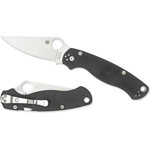 Spyderco C81GP2 Para Military 2 Folding Knife 3.42" CPM-S45VN Plain Edge Blade, Black G-10 Handle
