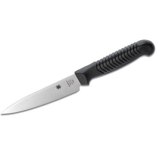 Spyderco K05PBK Kitchen Paring Knife 4.5" MBS-26 Plain Edge Blade, Black Polypropylene Handle