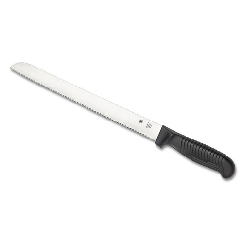 Spyderco K01SBK Kitchen Bread Knife 10.24" MBS-26 Serrated Edge Blade, Black Polypropylene Handle