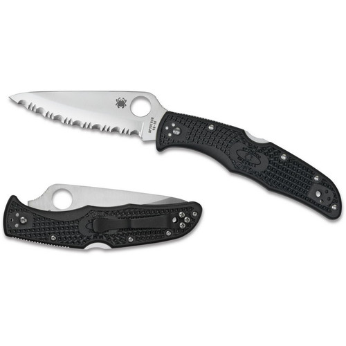 Spyderco C10SBK Endura 4 Lightweight Folding Knife, 3.75" VG-10 Serrated Edge Blade, Black FRN Handle Spyderco C10SBK Endura 4 Lightweight Folding Knife, 3.75" VG-10 Serrated Edge Blade, Black FRN Handle