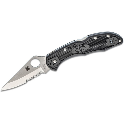 Spyderco C11PSBK Delica 4 Folding Knife 2.88" VG-10 Combo Edge Blade, Black FRN Handle