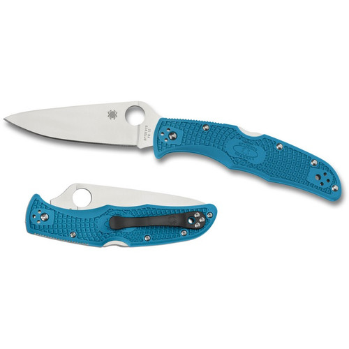 Spyderco C10FPBL Endura 4 Flat Round Folding Knife 3.75" VG-10 Plain Edge, Blue FRN Handle
