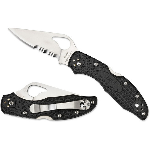 Spyderco BY04PSBK2 byrd Meadowlark 2 Folding Knife 2.88" 8Cr13MoV Combo Edge Blade, Black FRN Handle Spyderco BY04PSBK2 byrd Meadowlark 2 Folding Knife 2.88" 8Cr13MoV Combo Edge Blade, Black FRN Handle