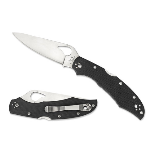 Spyderco BY03GP2 byrd Cara Cara 2 Folding Knife 3.75" 8Cr13MoV Plain Edge Blade, Black G-10 Handle