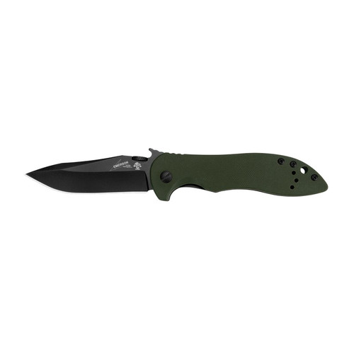 Kershaw 6074OLBLK Emerson CQC-5K Folding Knife Drop Point 3.00" Black-Oxide Coating 8Cr14MoV Plain Edge Blade, Olive G-10 Handle