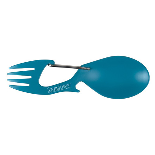 Kershaw 1140TEAL Ration (Spoon, Fork, Bottle Opener, & Carabiner), Teal Blue
