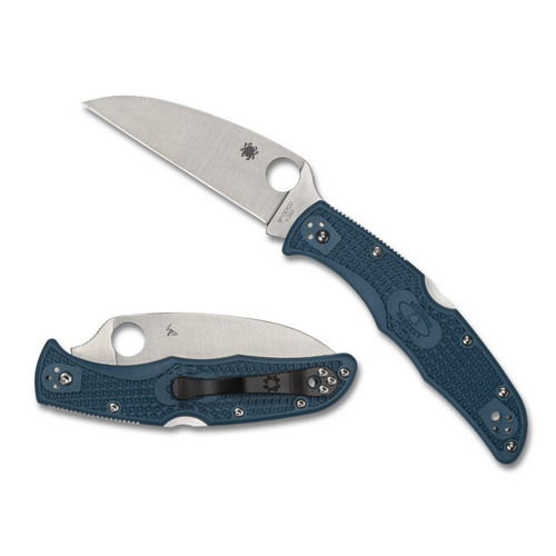 Spyderco C10FPWK390 Endura 4 Lightweight Folding Knife 3.78" K390 Wharncliffe Plain Edge Blade, Blue FRN Handle