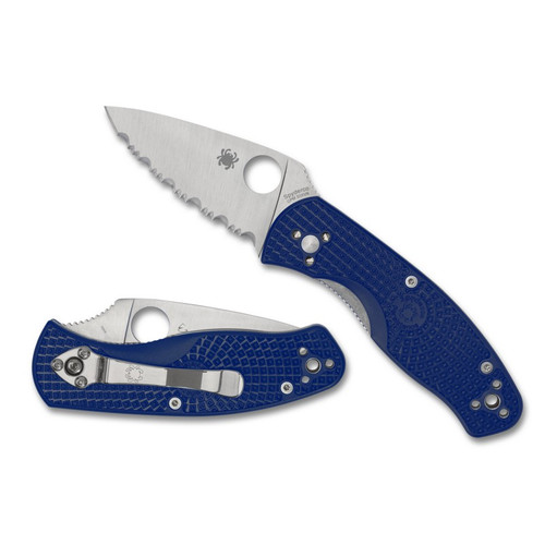 Spyderco C136SBL Persistence Lightweight Folding Knife 2.75" CPM S35VN Serrated Edge Blade, Blue FRN Handle