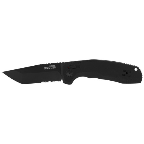 SOG 15-38-04-57 SOG-TAC AU Auto Knife 3.43" Cryo D2 Tanto Partially Serrated Edge Blade, Black Textured Anodized Aluminum Handle