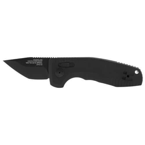 SOG 15-38-14-57 SOG-TAC AU Compact (CA Special) Auto Knife 1.96" Cryo D2 Tanto Plain Edge Blade, Black Textured Anodized Aluminum Handle