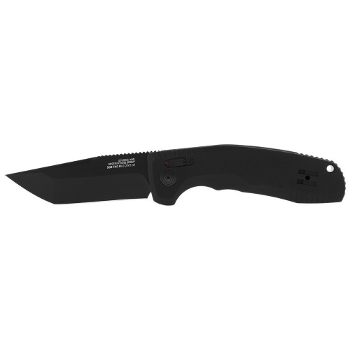 SOG 15-38-03-57 SOG-TAC AU Auto Knife 3.43" Cryo D2 Straight Plain Edge Blade, Black Textured Anodized Aluminum Handle