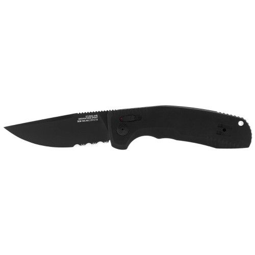 SOG 15-38-02-57 SOG-TAC AU Auto Knife 3.43" Cryo D2 Tanto Partially Serrated Edge Blade, Black Textured Anodized Aluminum Handle