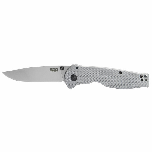 SOG 14-18-01-57 Flash FL Folding Knife 3.40" 8Cr13MoV Drop Point Plain Edge Blade, Silver Stainless Steel Handle