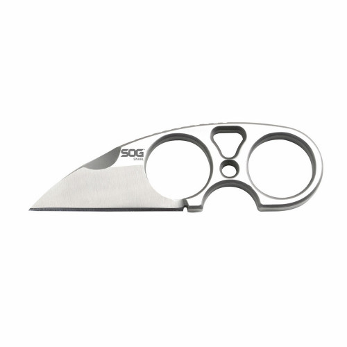 SOG JB01K-CP Snarl Fixed Knife 2.30" 9Cr18MoV Sheepsfoot Plain Edge Blade, Silver Stainless Steel Handle