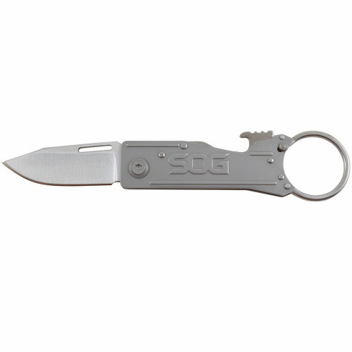 SOG KT1001-CP Keytron Folding Knife 3.50" 5Cr15MoV Clip Point 1.30 oz Edge Blade, Stainless Steel Handle