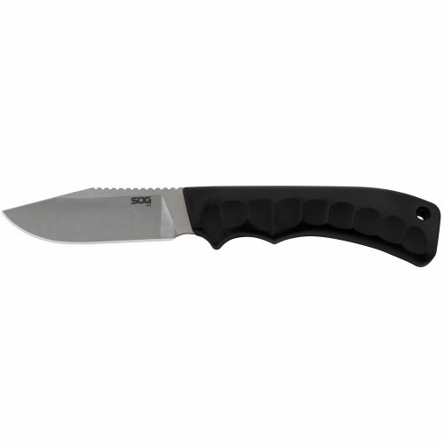 SOG ACE1001-CP Ace (Stonewashed) Fixed Knife 3.80" 7Cr17MoV Clip Point Plain Edge Blade, Black TPR Handle
