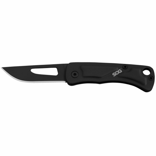 SOG CE1002-CP Centi I Folding Knife 1.40" Stainless Steel Plain Edge Blade, Black Stainless Steel Handle