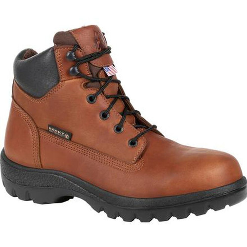 Rocky RKK0269 USA Worksmart Steel Toe Waterproof Work Boots, Brown