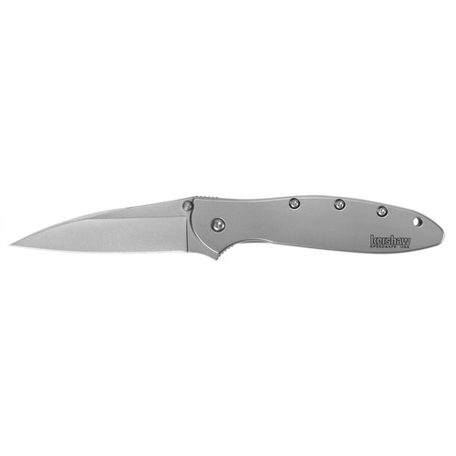 Kershaw 1660 Leek Folding Knife Assisted SpeedSafe Drop Point 3.00" Sandvik 14C28N Plain Edge Blade, Stainless Steel Handle