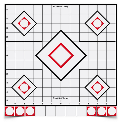 Birchwood Casey BC-34219 Shoot•N•C 12" White / Black Sight-In, 5 Targets - 55 Pasters