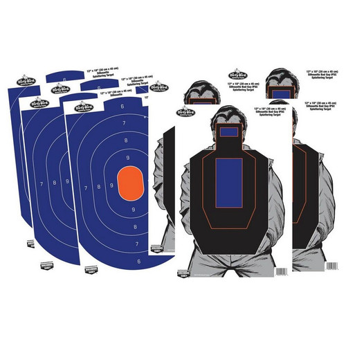 Birchwood Casey BC-35735 Dirty Bird® 12" x 18" Target, 8 Targets - IPSC Bad Guy/Blue Silhouette Combo