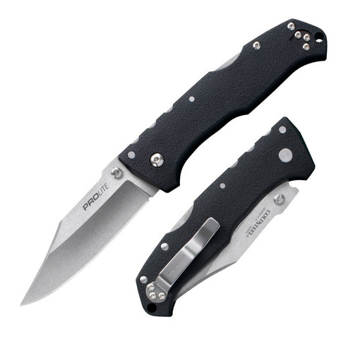 Cold Steel 20NSC Pro Lite Folding Knife 3.50" 4116SS Clip Point Plain Edge Blade, Black Textured Handle