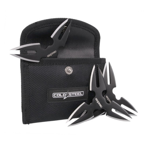 Cold Steel TH-15STR3PK Throwing Stars (3 Pack) 1.50" 420SS Black Oxide Blades, Nylon Pouch Sheath