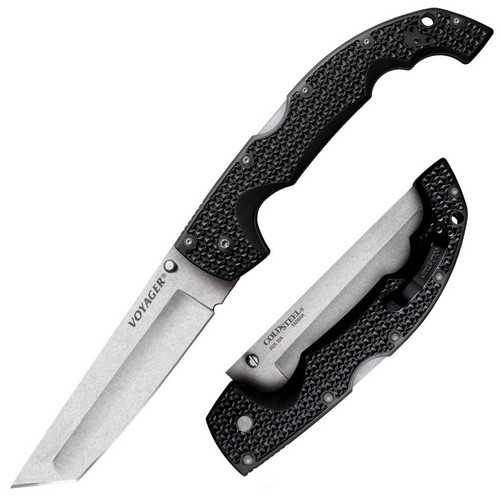 Cold Steel Voyager XL Knife 5.50" AUS10A Tanto Blade, Black Griv-Ex™ Handle