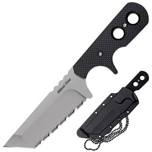 Cold Steel Mini Tac Tanto Knife 3.75" AUS8A Blade, Black Griv-Ex™ Handle
