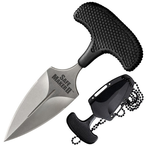 Cold Steel 12DCST Safe Maker II Boot/Belt Knife 3.25" AUS8A Spear Point Plain Edge Blade, Black Kray-Ex™ Handle