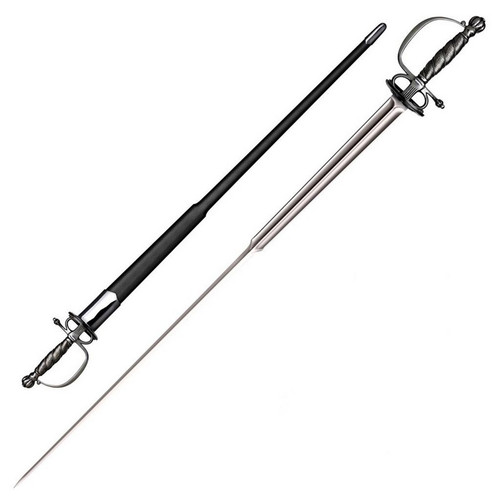 Cold Steel 88CLMS Colichemarde Sword 32.38" 1060 Carbon Blade, Leather Scabbard with Steel Fittings