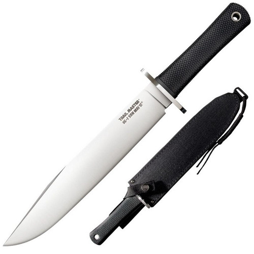 Cold Steel 16JSM Trail Master Knife 9.50" VG1 San Mai III® Clip Point Plain Edge Blade, Black Kray-Ex™ Handle