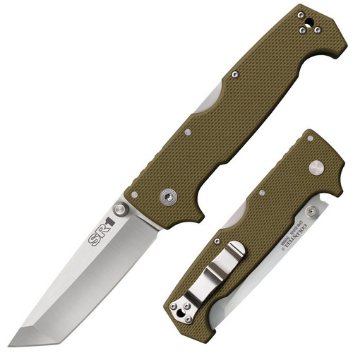Cold Steel 62LA SR1 Folding Knife 4.00" S35VN Tanto Plain Edge Blade, OD Green G10 Handle